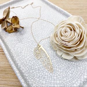 Gold Colored Fairy Wing Pendant Necklace | ModCloth